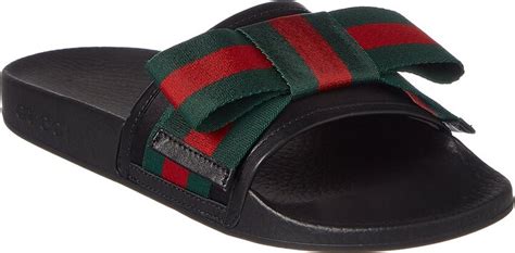 gucci web bow satin slide